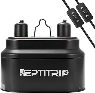 Dual Reptile Light Fixture with Switches, Reptile Heat Lamp Fixture, Reptiles Terrarium UVB Bulb Fixture for Bearded Dragon, Max 160W Each